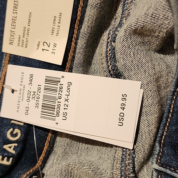 American Eagle Skinny Next Level Stretch NWT Size 12 Xlong - Picture 9 of 10